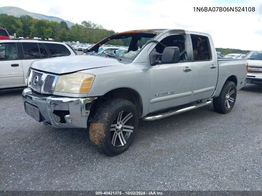 2006 Nissan Titan Se VIN: 1N6BA07B06N524108 Lot: 40421375