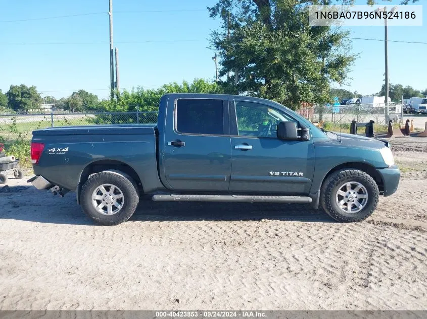 2006 Nissan Titan Xe/Se/Le VIN: 1N6BA07B96N524186 Lot: 40423853