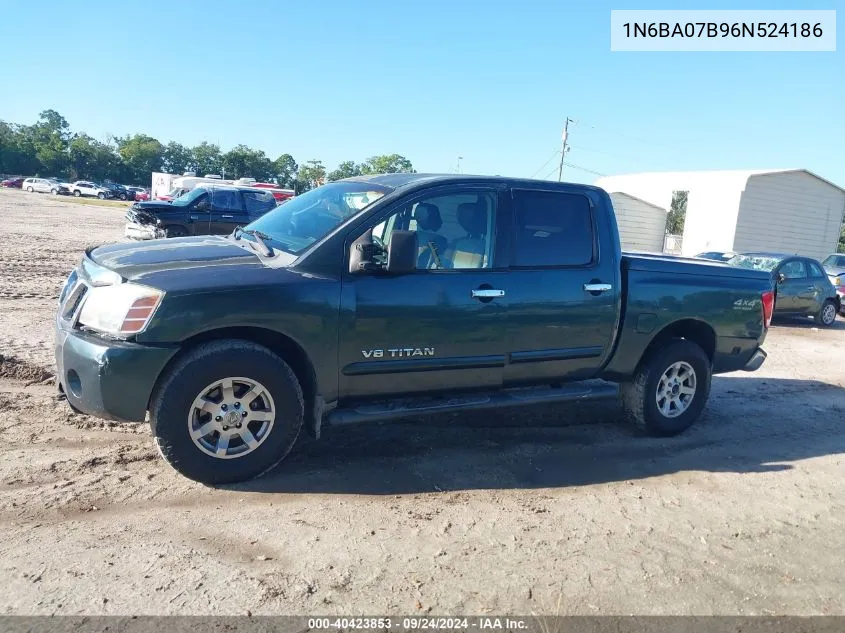 2006 Nissan Titan Xe/Se/Le VIN: 1N6BA07B96N524186 Lot: 40423853