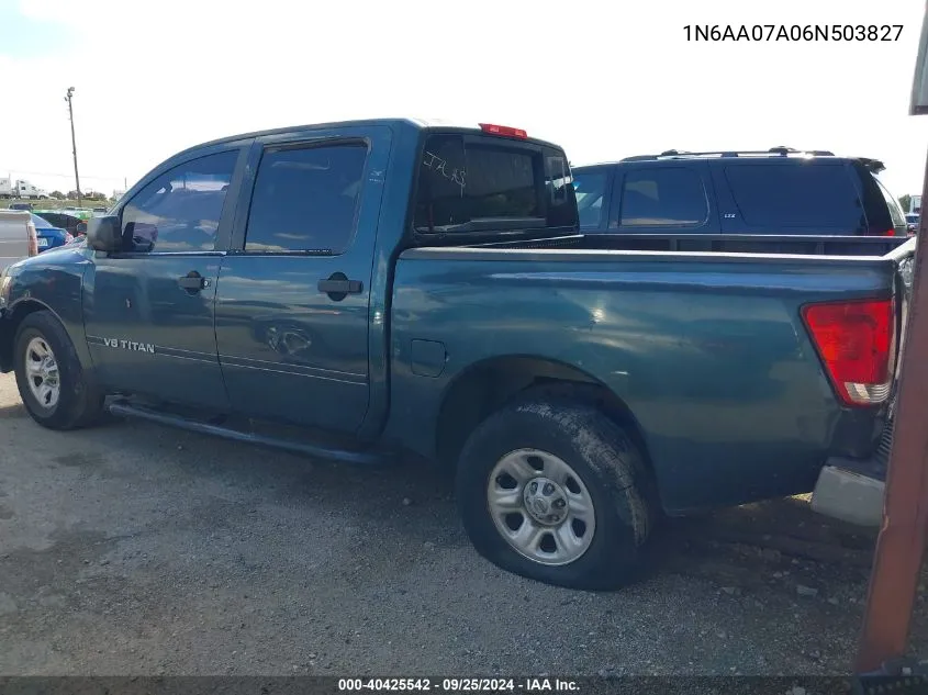 2006 Nissan Titan Xe VIN: 1N6AA07A06N503827 Lot: 40425542