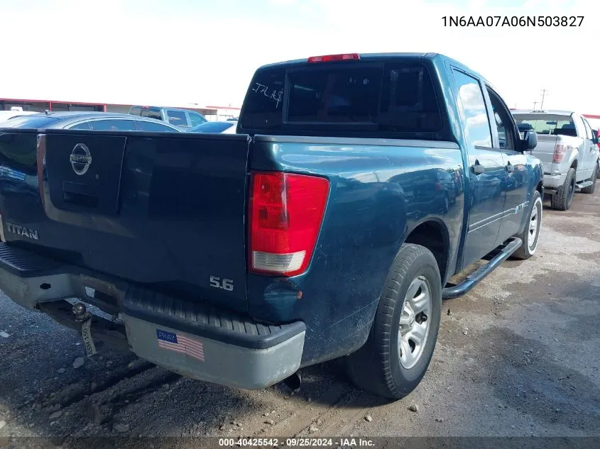 2006 Nissan Titan Xe VIN: 1N6AA07A06N503827 Lot: 40425542