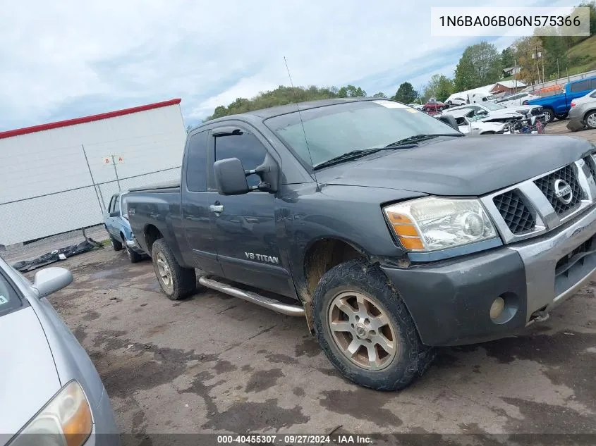 2006 Nissan Titan Se VIN: 1N6BA06B06N575366 Lot: 40455307