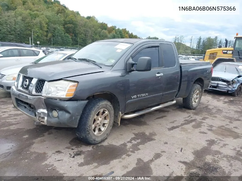 2006 Nissan Titan Se VIN: 1N6BA06B06N575366 Lot: 40455307