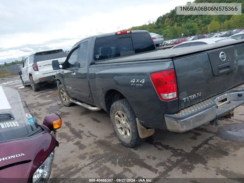 2006 Nissan Titan Se VIN: 1N6BA06B06N575366 Lot: 40455307