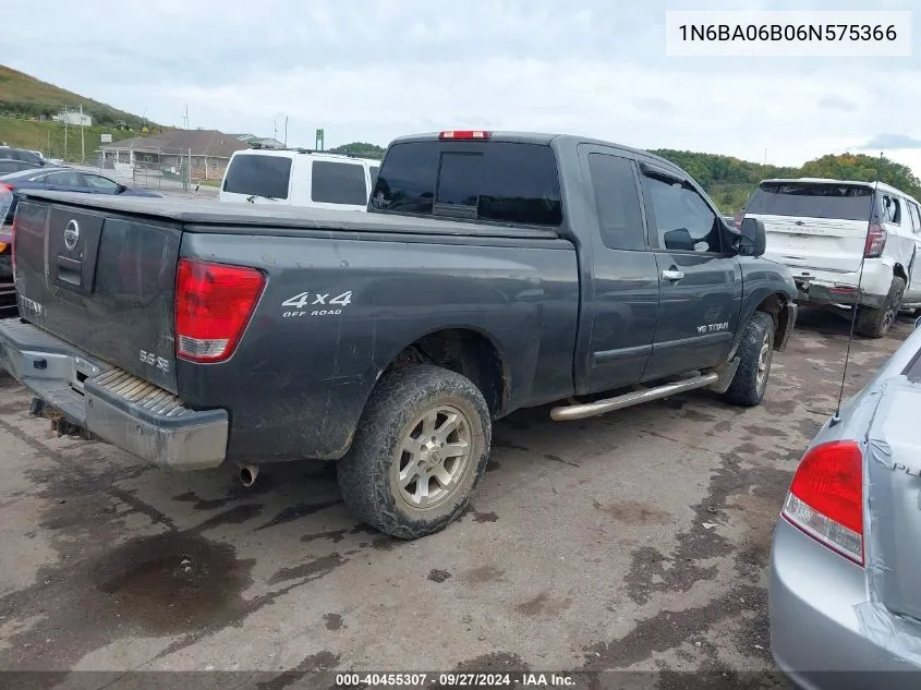 2006 Nissan Titan Se VIN: 1N6BA06B06N575366 Lot: 40455307