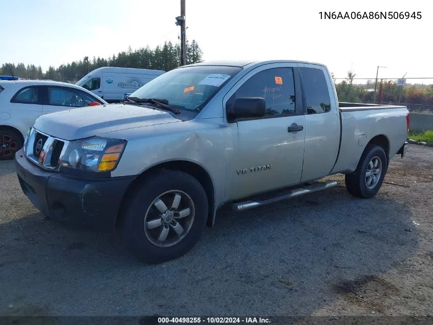 2006 Nissan Titan Xe VIN: 1N6AA06A86N506945 Lot: 40498255