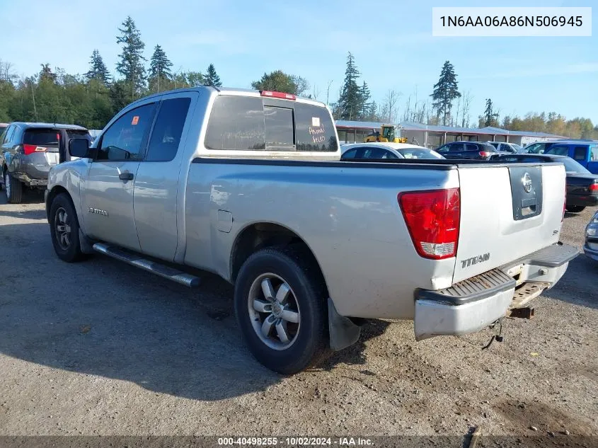 2006 Nissan Titan Xe VIN: 1N6AA06A86N506945 Lot: 40498255