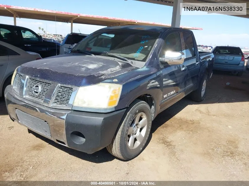 2006 Nissan Titan Se VIN: 1N6AA07A16N538330 Lot: 40498501