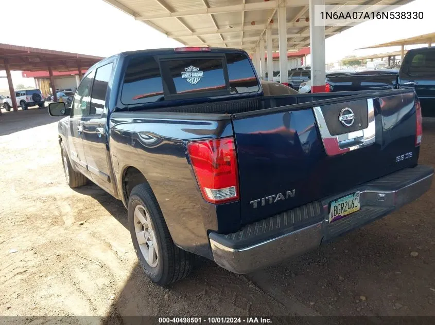 2006 Nissan Titan Se VIN: 1N6AA07A16N538330 Lot: 40498501