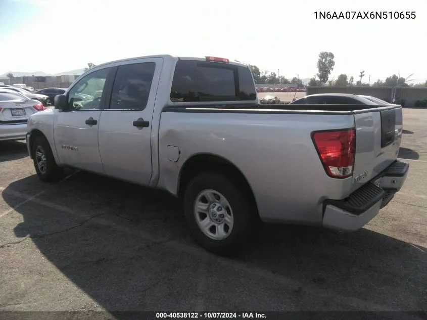 2006 Nissan Titan Xe VIN: 1N6AA07AX6N510655 Lot: 40538122