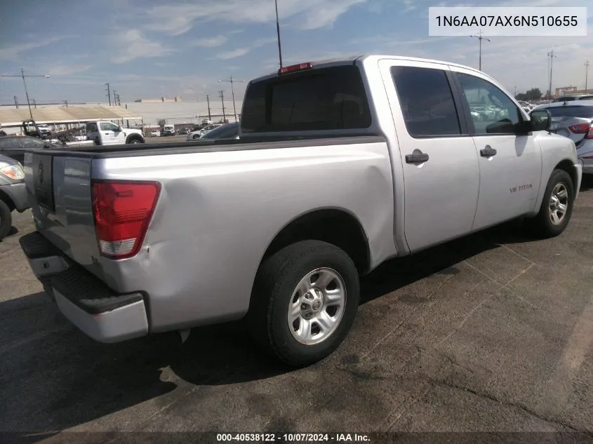 2006 Nissan Titan Xe VIN: 1N6AA07AX6N510655 Lot: 40538122