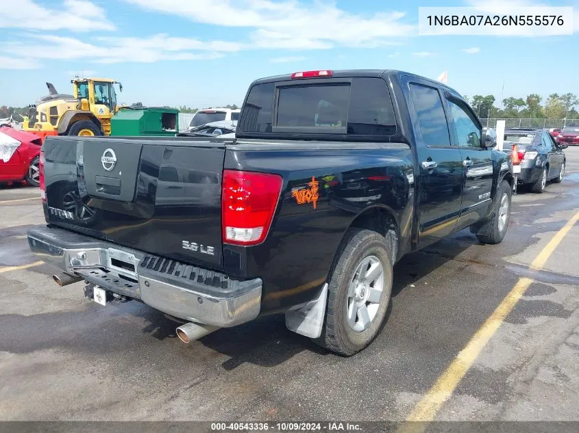 2006 Nissan Titan Le VIN: 1N6BA07A26N555576 Lot: 40543336