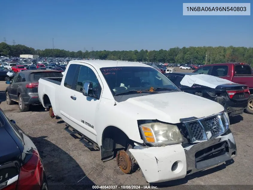 2006 Nissan Titan Se VIN: 1N6BA06A96N540803 Lot: 40543337