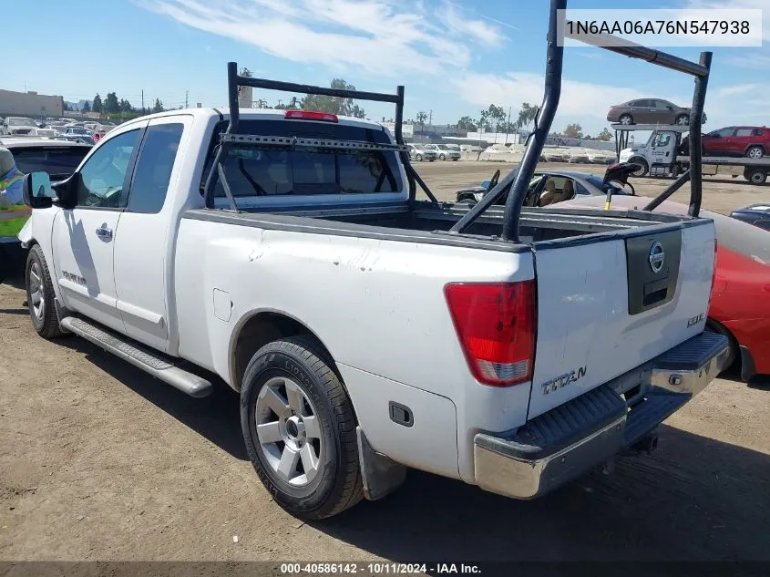 2006 Nissan Titan Le VIN: 1N6AA06A76N547938 Lot: 40586142