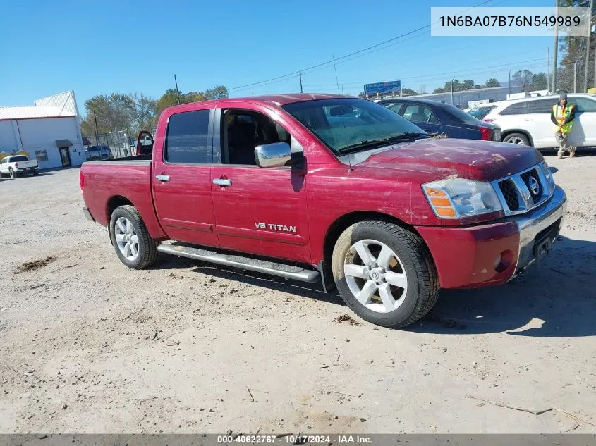 2006 Nissan Titan Le VIN: 1N6BA07B76N549989 Lot: 40622767