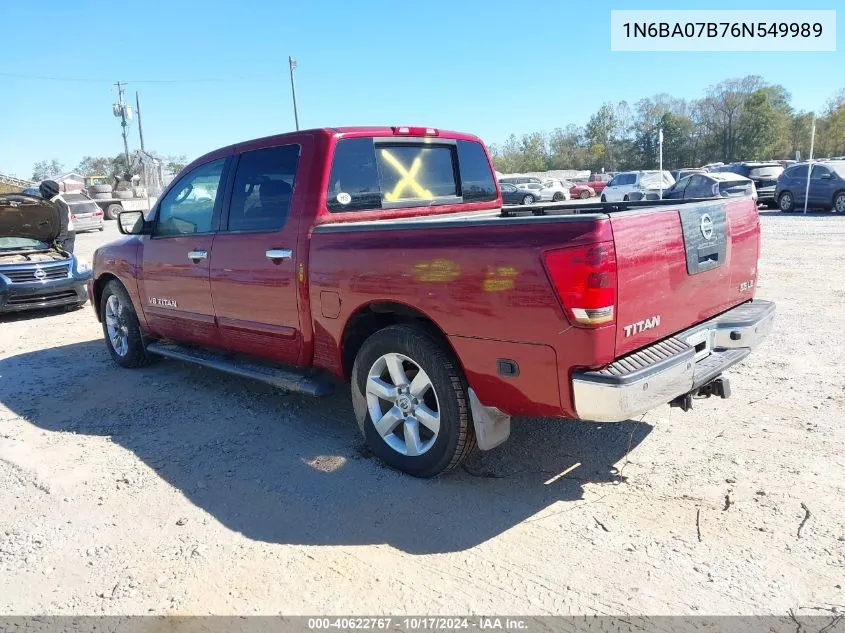 2006 Nissan Titan Le VIN: 1N6BA07B76N549989 Lot: 40622767