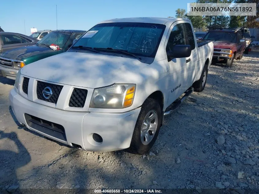 2006 Nissan Titan Xe VIN: 1N6BA06A76N561892 Lot: 40685658