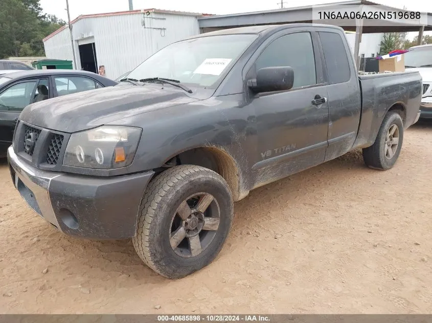 2006 Nissan Titan Se VIN: 1N6AA06A26N519688 Lot: 40685898