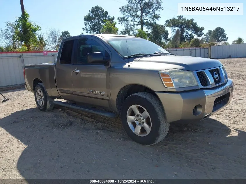 2006 Nissan Titan Se VIN: 1N6BA06A46N513217 Lot: 40694098