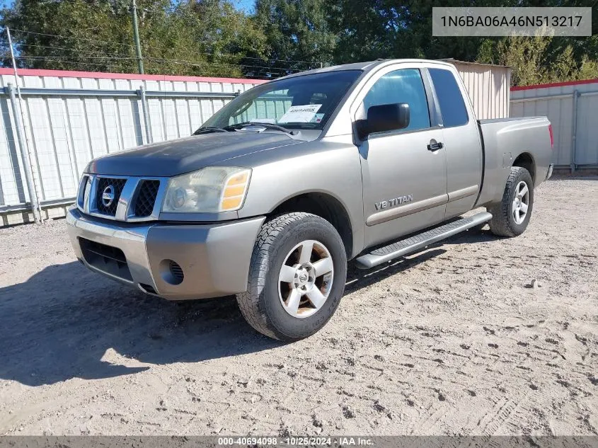 2006 Nissan Titan Se VIN: 1N6BA06A46N513217 Lot: 40694098