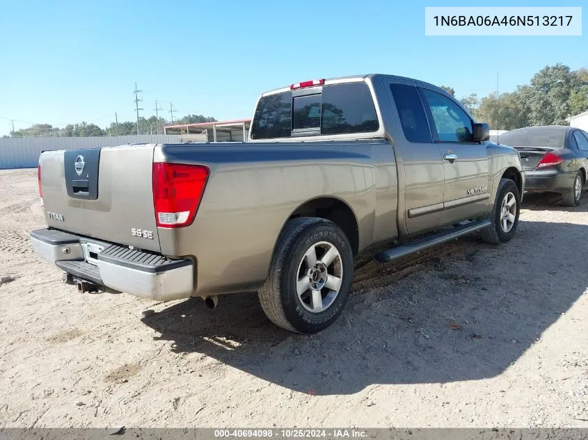 1N6BA06A46N513217 2006 Nissan Titan Se