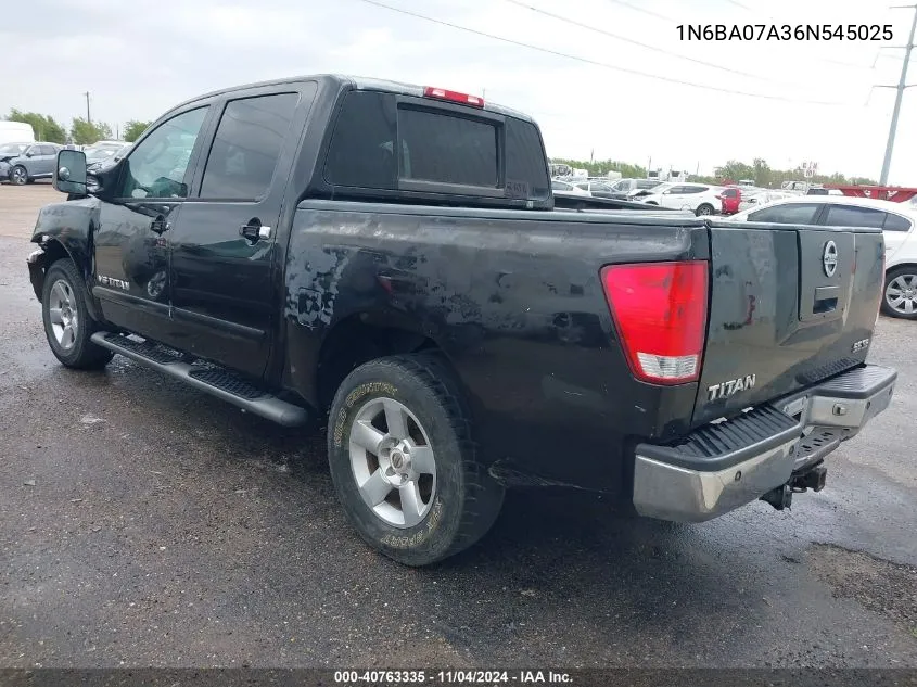 2006 Nissan Titan Se VIN: 1N6BA07A36N545025 Lot: 40763335