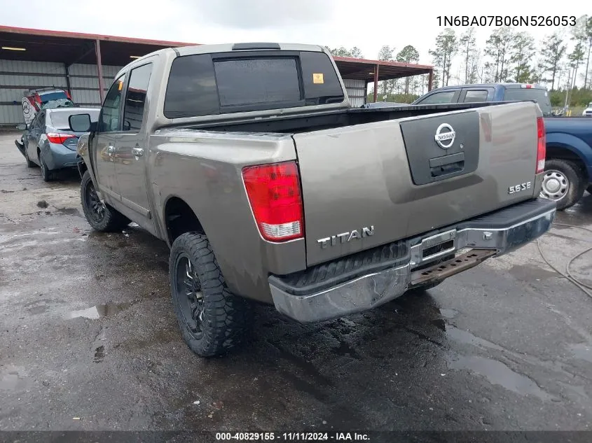 2006 Nissan Titan Se VIN: 1N6BA07B06N526053 Lot: 40829155