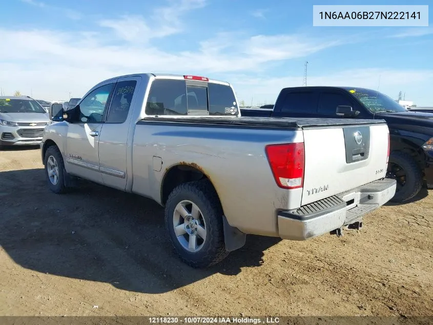 2007 Nissan Titan Xe/Se/Le VIN: 1N6AA06B27N222141 Lot: 12118230