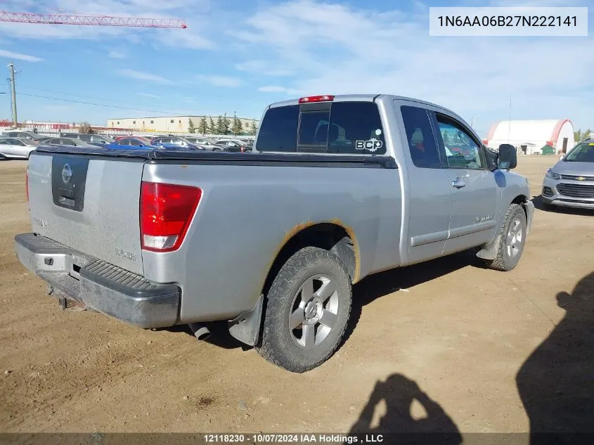 2007 Nissan Titan Xe/Se/Le VIN: 1N6AA06B27N222141 Lot: 12118230