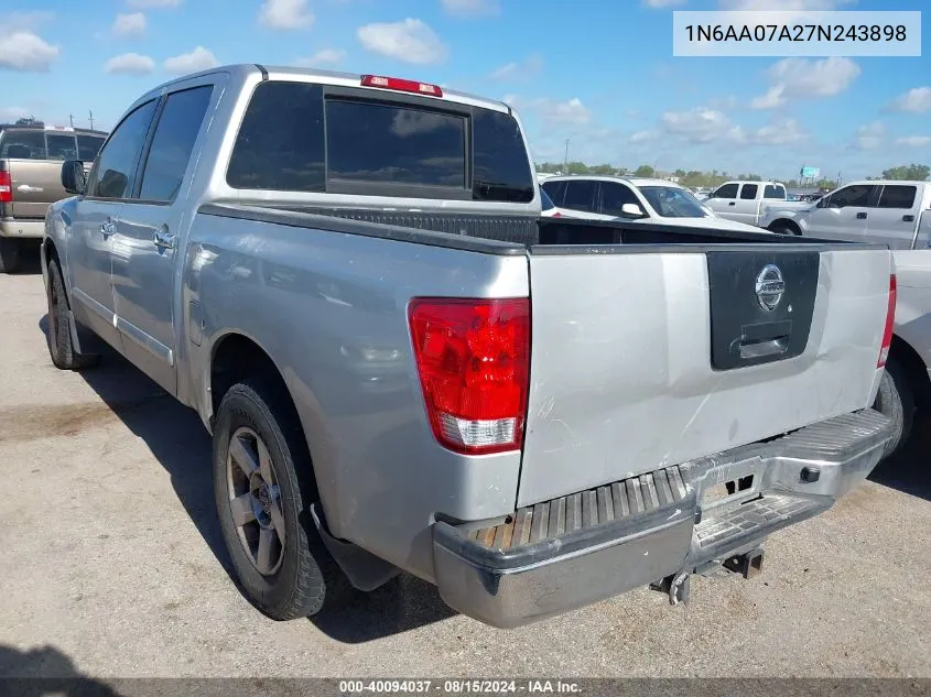 2007 Nissan Titan Se VIN: 1N6AA07A27N243898 Lot: 40094037