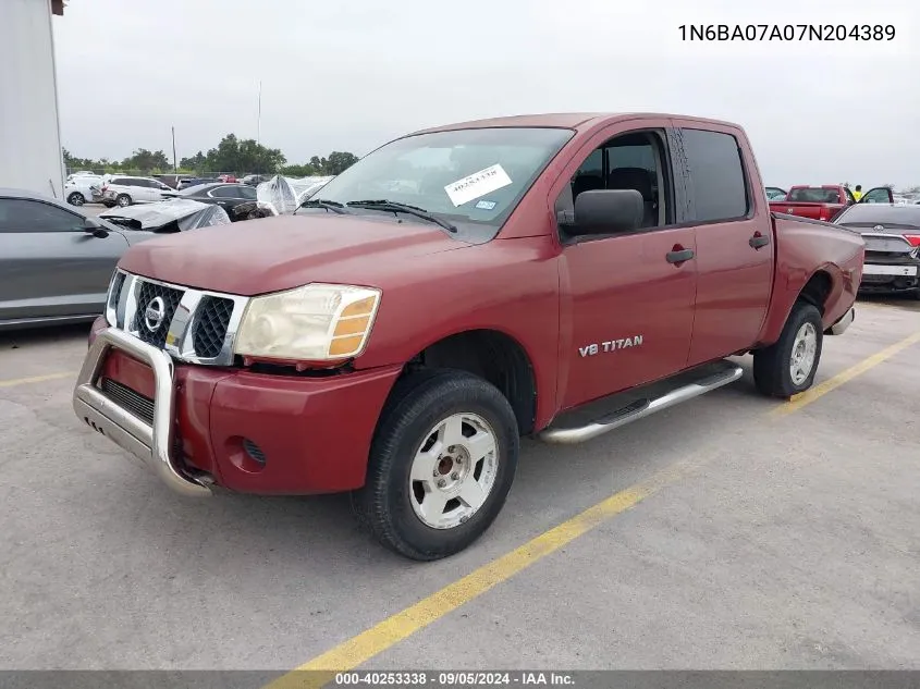 2007 Nissan Titan Xe/Se/Le VIN: 1N6BA07A07N204389 Lot: 40253338