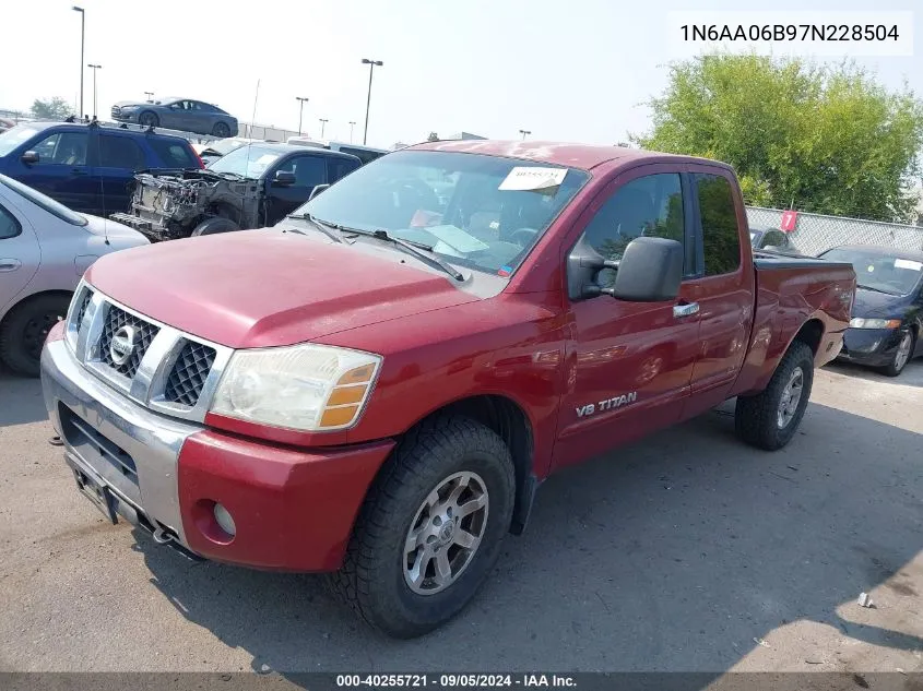 2007 Nissan Titan Se VIN: 1N6AA06B97N228504 Lot: 40255721