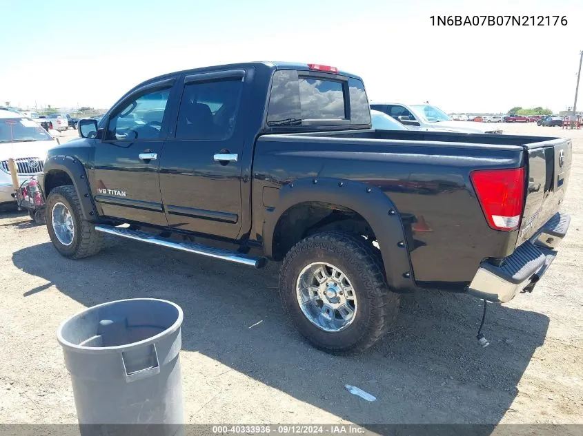 2007 Nissan Titan Se VIN: 1N6BA07B07N212176 Lot: 40333936