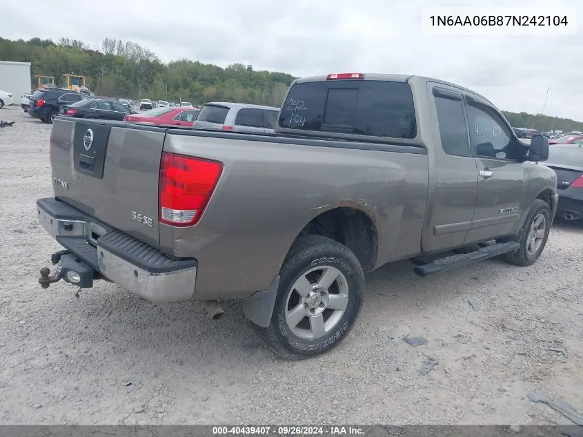 2007 Nissan Titan Xe/Se/Le VIN: 1N6AA06B87N242104 Lot: 40439407