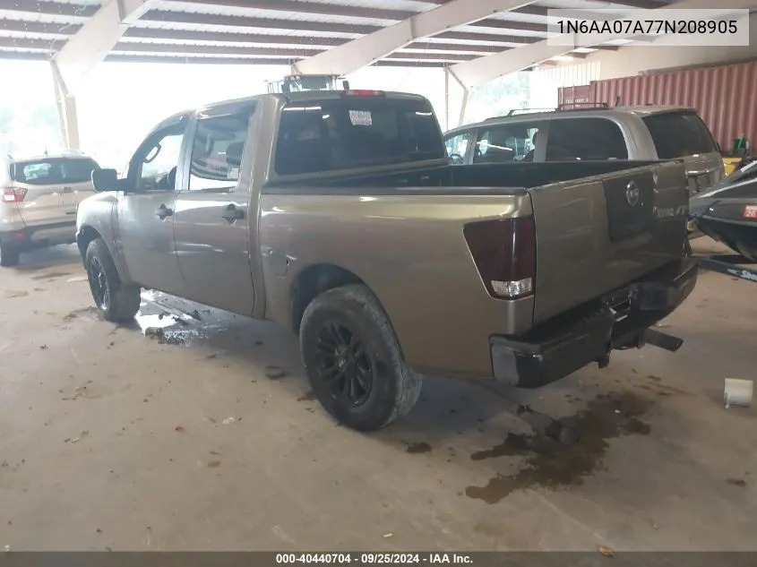 2007 Nissan Titan Xe VIN: 1N6AA07A77N208905 Lot: 40440704