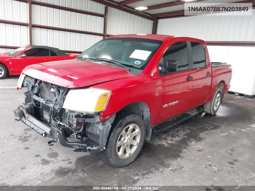 2007 Nissan Titan Xe VIN: 1N6AA07B87N203849 Lot: 40448749