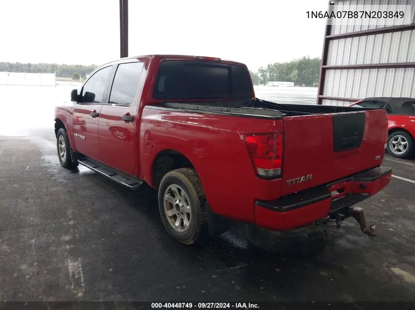 2007 Nissan Titan Xe VIN: 1N6AA07B87N203849 Lot: 40448749