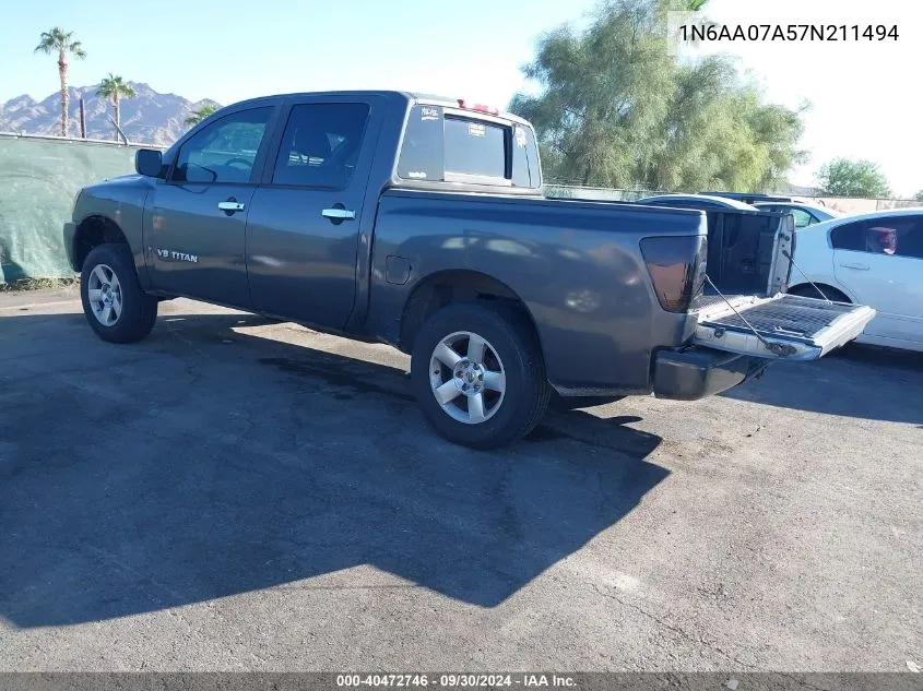 2007 Nissan Titan Xe VIN: 1N6AA07A57N211494 Lot: 40472746