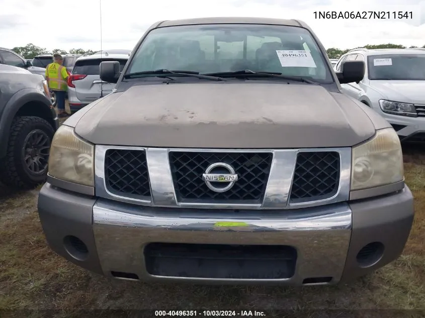 2007 Nissan Titan Xe/Se/Le VIN: 1N6BA06A27N211541 Lot: 40496351