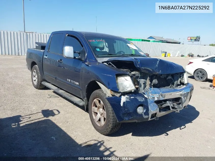 2007 Nissan Titan Le VIN: 1N6BA07A27N225292 Lot: 40513206