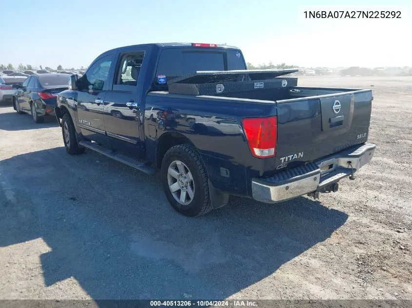 2007 Nissan Titan Le VIN: 1N6BA07A27N225292 Lot: 40513206