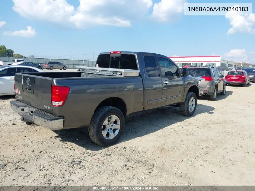 2007 Nissan Titan Se VIN: 1N6BA06A47N240183 Lot: 40533617