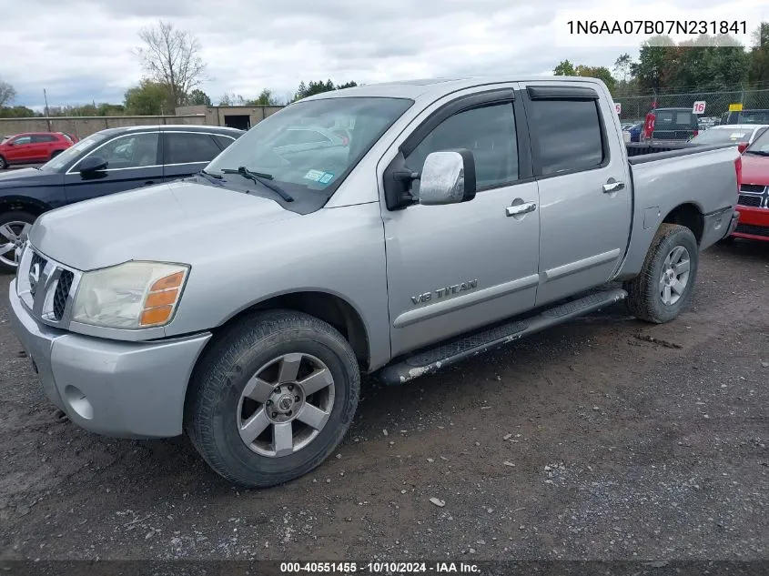 2007 Nissan Titan Le VIN: 1N6AA07B07N231841 Lot: 40551455