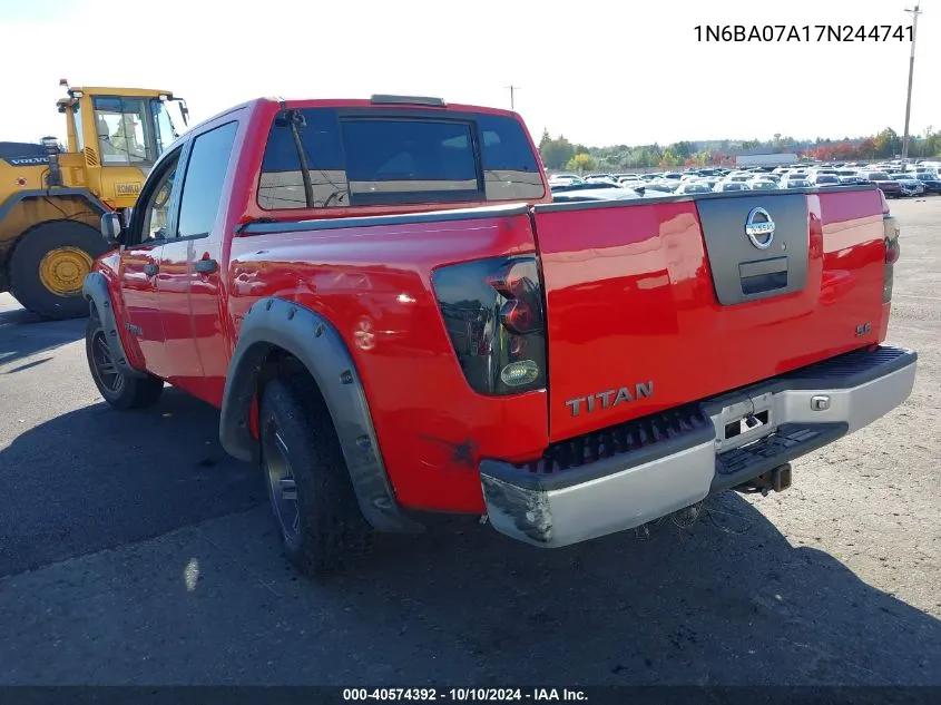 2007 Nissan Titan Xe VIN: 1N6BA07A17N244741 Lot: 40574392