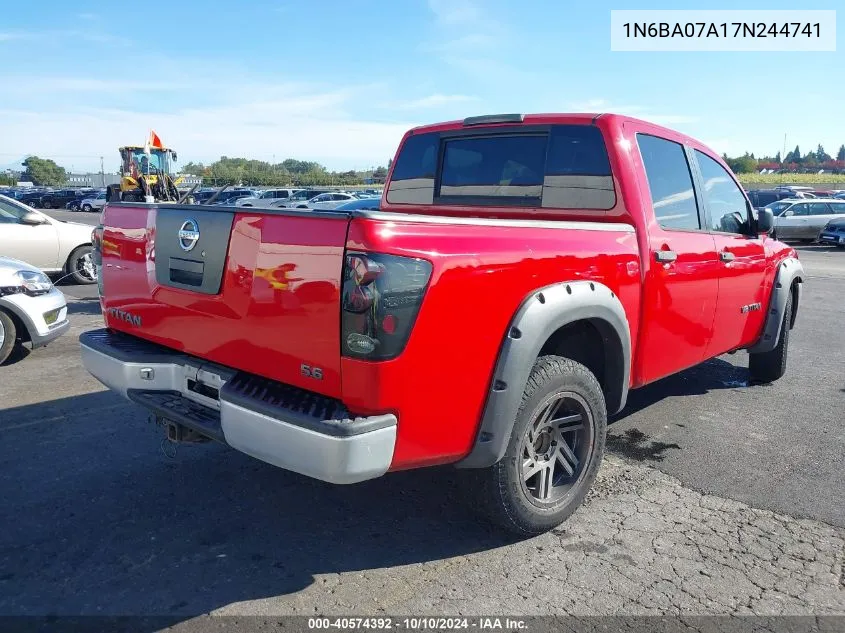 2007 Nissan Titan Xe VIN: 1N6BA07A17N244741 Lot: 40574392