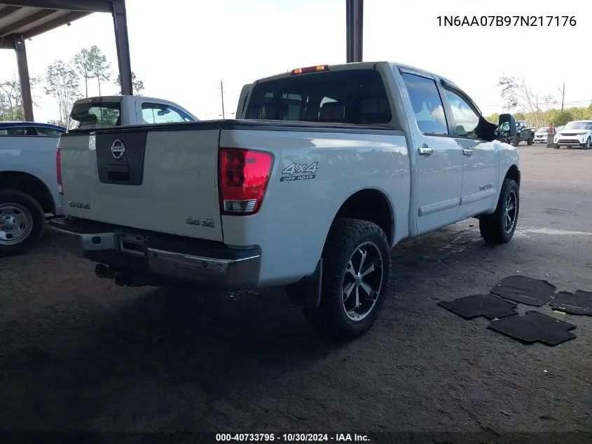 2007 Nissan Titan Se VIN: 1N6AA07B97N217176 Lot: 40733795