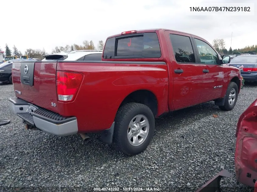 2007 Nissan Titan Xe VIN: 1N6AA07B47N239182 Lot: 40743282