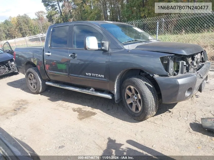 2007 Nissan Titan Se VIN: 1N6BA07B07N240477 Lot: 40746776