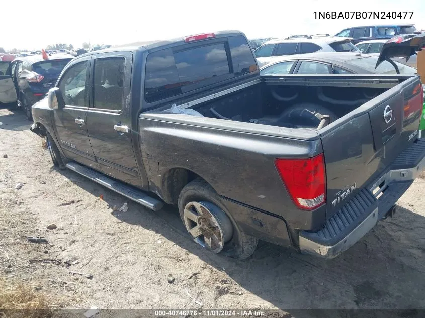 2007 Nissan Titan Se VIN: 1N6BA07B07N240477 Lot: 40746776