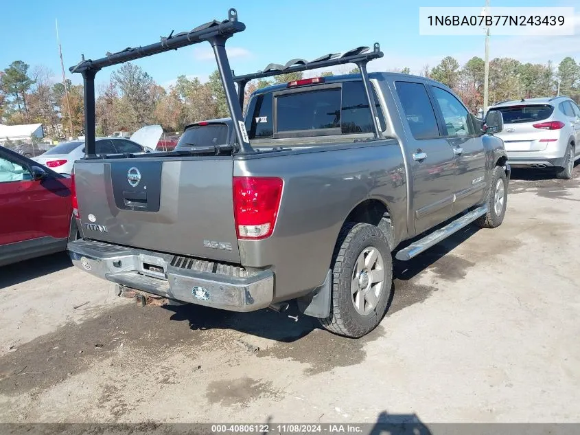 2007 Nissan Titan Se VIN: 1N6BA07B77N243439 Lot: 40806122